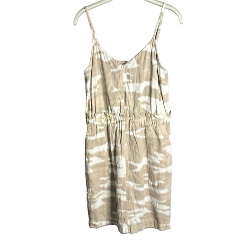 Splendid Tan Camouflage Print Spaghetti Strap Dress Elastic Waist Large